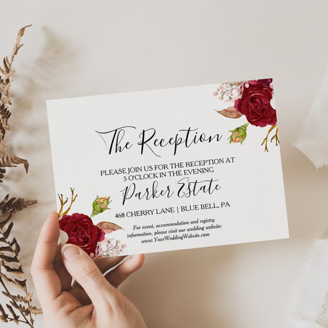 Red Tropical and Romantic Wedding Reception Card (Creator Uploaded)