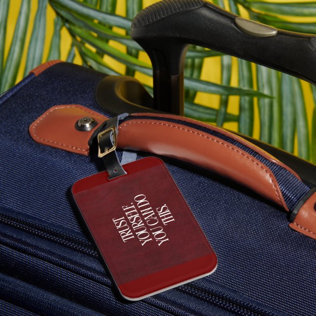 Red Tropical Palm Luggage Tag (Front Insitu 1)