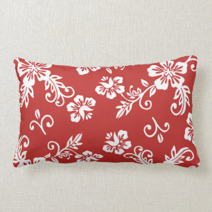 Red Tropical Print Pillow