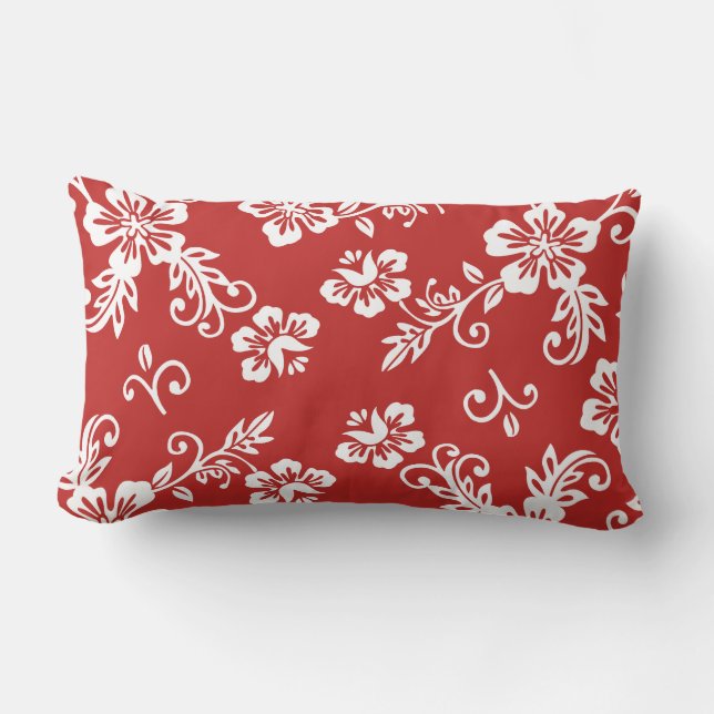 Red Tropical Print Pillow (Front)