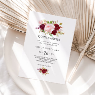 Red Tropical Quinceañera Birthday Party Invitation