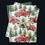 Red Truck and Christmas Trees Plaid Farm Christmas Wrapping Paper Sheet<br><div class="desc">Red Truck and Christmas Trees Plaid Farm Christmas Wrapping Paper Sheets</div>