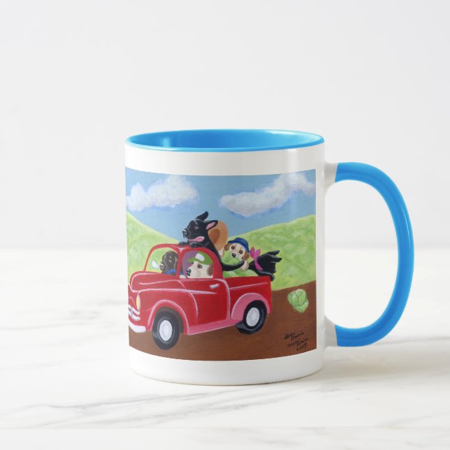 Red Truck and Labradors Painting Mug (Right)