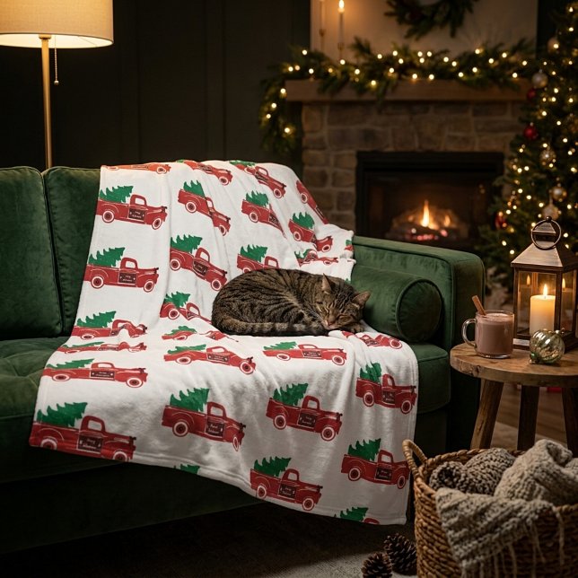 Red truck and tree fleece blanket (Creator Uploaded)