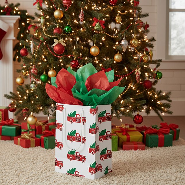 Red truck and tree medium gift bag (Creator Uploaded)