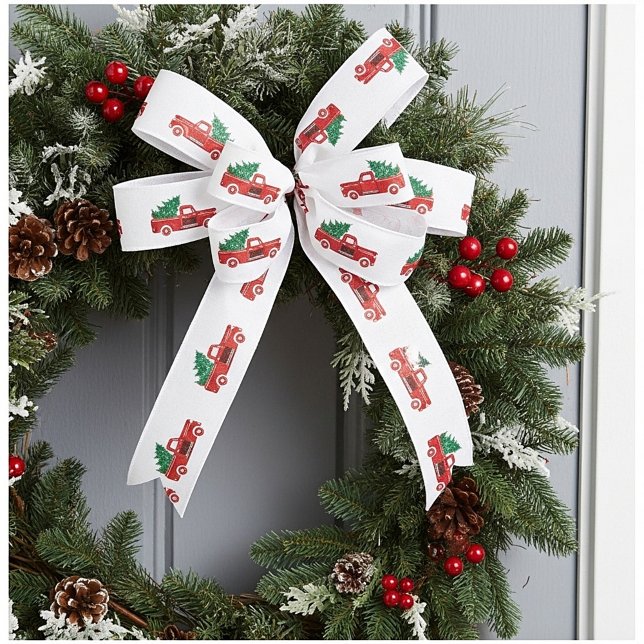 Red truck and tree satin ribbon (Creator Uploaded)