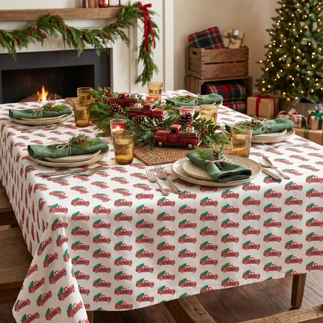 Red truck and tree tablecloth (Creator Uploaded)