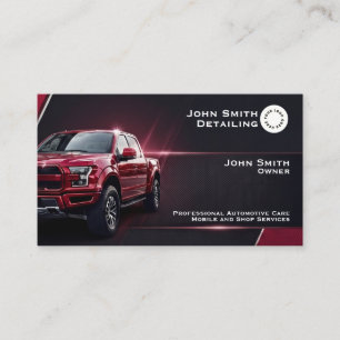 Red Truck Auto Washing and Detailing Card w Logo