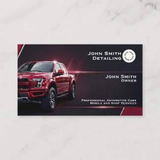 Red Truck Auto Washing and Detailing Card w Logo