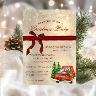 Red Truck Bow, Corporate Christmas Party Invitation