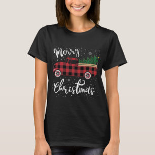 Red Truck Buffalo Plaid Merry Christmas T-Shirt