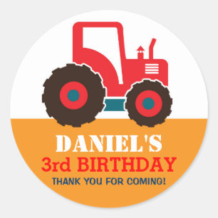 Red Truck Cartoon Kids Birthday Party Sticker