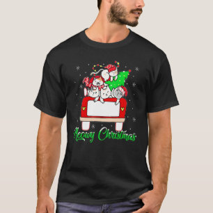 Red Truck Cats Xmas Tree Santa Meowy Cat Christmas T-Shirt