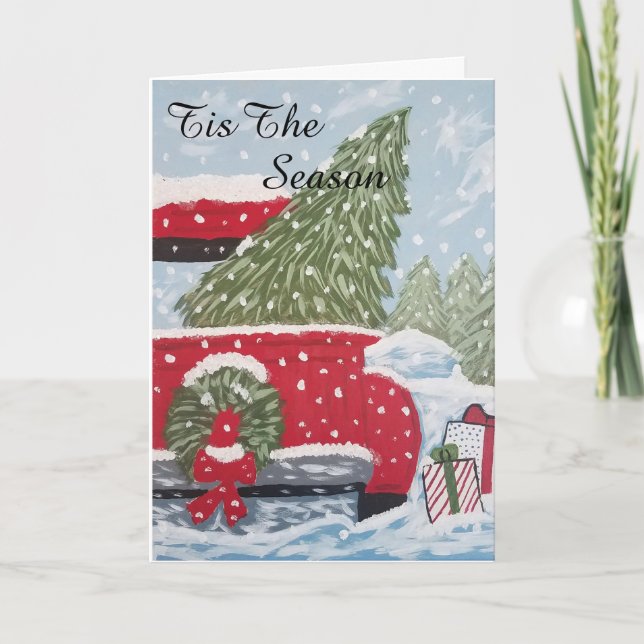 Red truck Christmas card (Front)