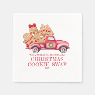 Red Truck Christmas Cookie Swap Napkin