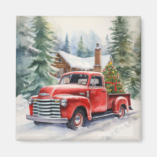 Red Truck Christmas Eve magnet