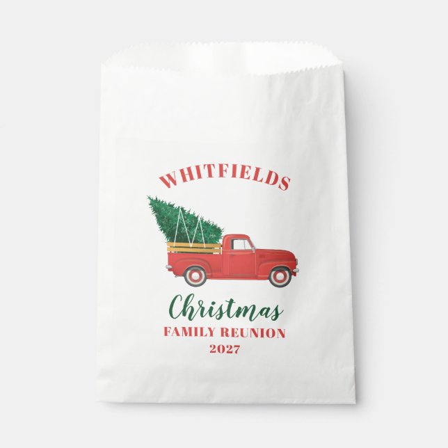Red Truck Christmas Family Reunion Custom Favour Bag (Front)
