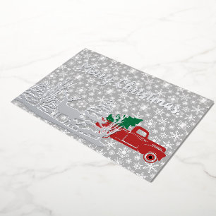 Red truck Christmas Foil Holiday Card