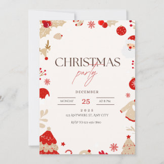 Red Truck  Christmas Holiday Party Invitation