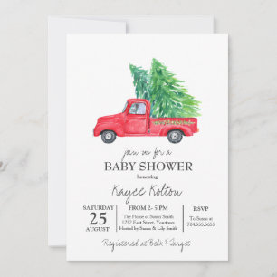 Red Truck Christmas Invitation, Red Truck baby Invitation