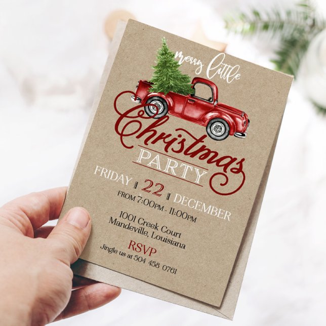 Red Truck Christmas Party Invitation (Creator Uploaded)
