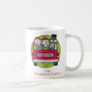 Red Truck Christmas Snowmen Hot Chocolate Name  Coffee Mug