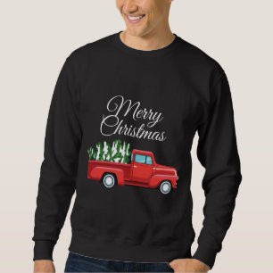 Red Truck Christmas Tree Vintage Wagon Merry Xmas  Sweatshirt