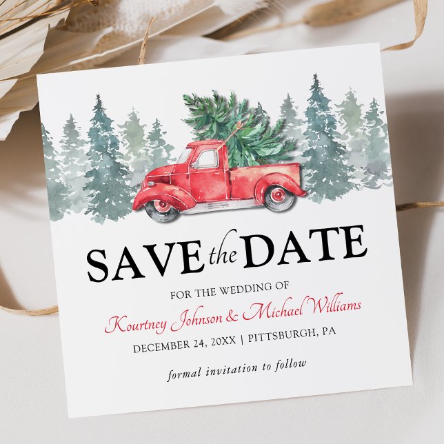Red Truck Christmas Wedding Save the Date (Creator Uploaded)