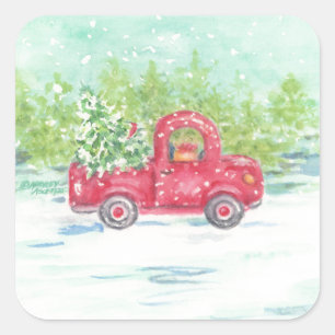 Red Truck Country Christmas Stickers