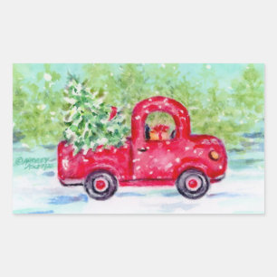 Red Truck Country Christmas Stickers