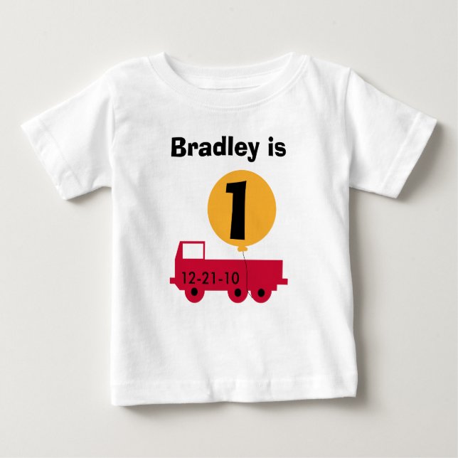 Red Truck Customisable Birthday Tshirts (Front)