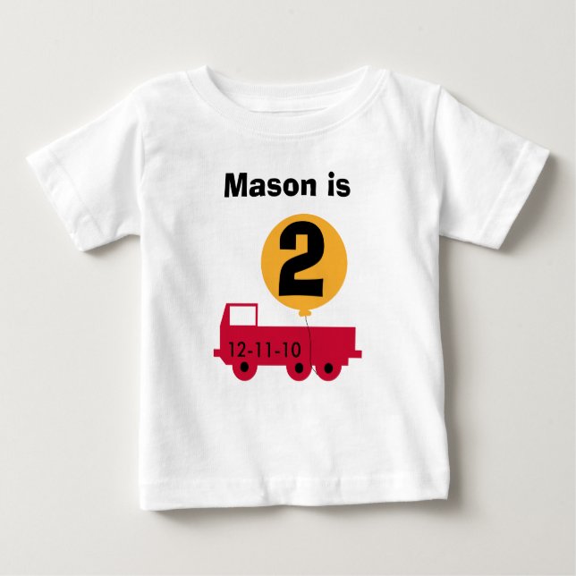 Red Truck Customisable Birthday Tshirts (Front)