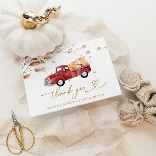 Red Truck Fall Pumpkin Baby Shower Thank You Card