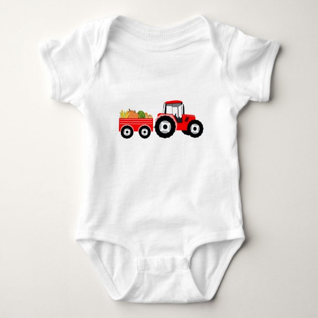 Red Truck Farm Produce Baby Bodysuit (Front)