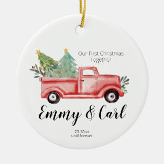 Red Truck first christmas together ornament