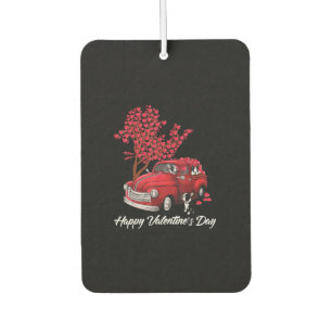 Red Truck Happy Valentines Day Boston Terrier Dog Car Air Freshener