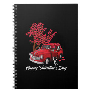 Red Truck Happy Valentines Day Boston Terrier Dog Notebook