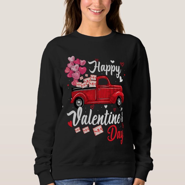 Red Truck Happy Valentines Day  Couple Matching Sweatshirt (Front)