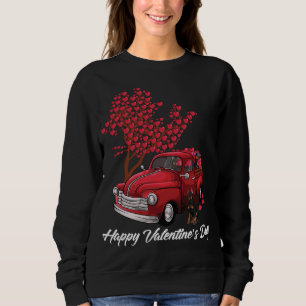 Red Truck Happy Valentines Day Dobermann dog heart Sweatshirt