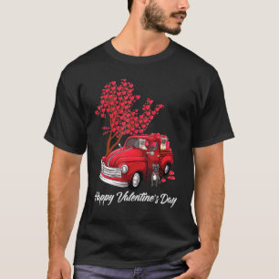 Red Truck Happy Valentines Day French Bulldog Dog T-Shirt