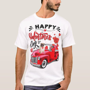 Red Truck Happy Valentine's Day Pub Dog Hearts T-Shirt
