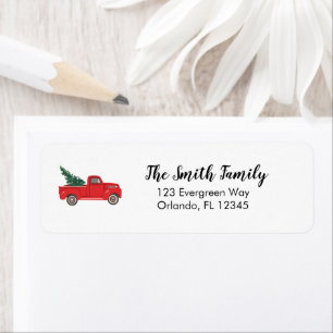 Red Truck Illustration Christmas Address Label Return Address Label