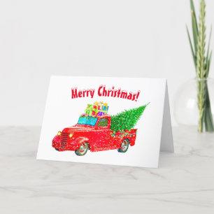 Red Truck Merry Christmas Card