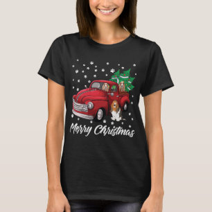 Red Truck Merry Christmas Tree Basset Hound Christ T-Shirt