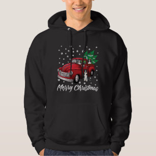 Red Truck Merry Christmas Tree Border Collie Chris Hoodie