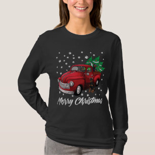 Red Truck Merry Christmas Tree Doberman Christmas T-Shirt