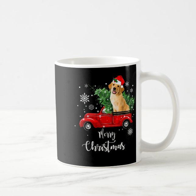 Red Truck Merry Christmas Tree Golden Retriever Ch Coffee Mug (Right)