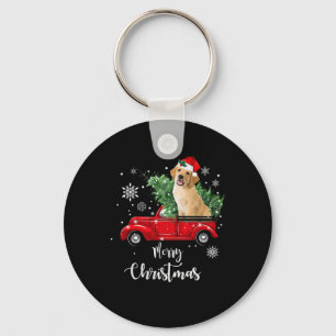 Red Truck Merry Christmas Tree Golden Retriever Ch Key Ring