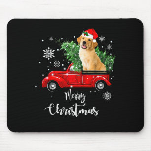 Red Truck Merry Christmas Tree Golden Retriever Ch Mouse Pad