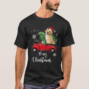 Red Truck Merry Christmas Tree Golden Retriever Ch T-Shirt